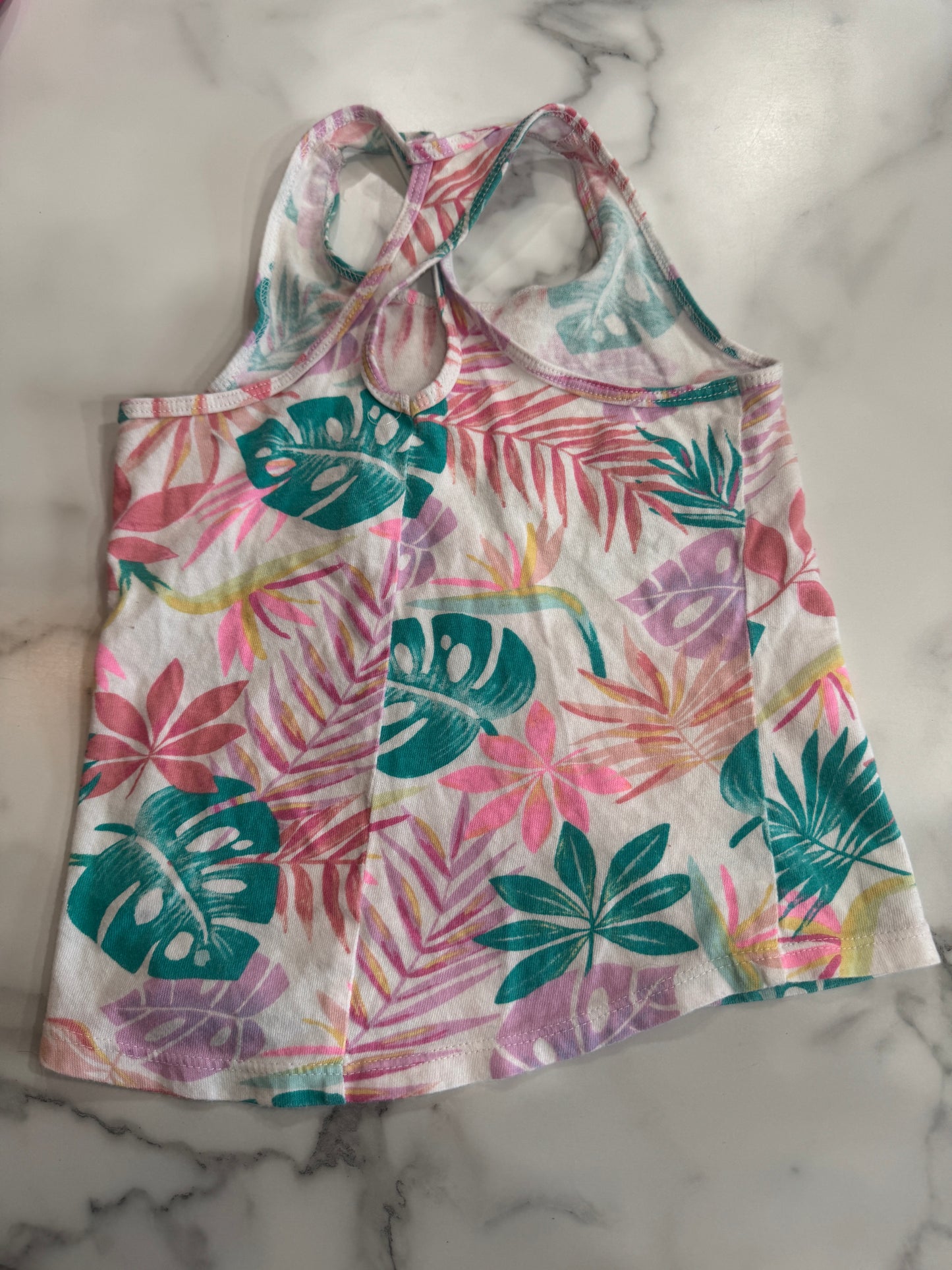 Tropical Print Cross Back Straps Tank 3T