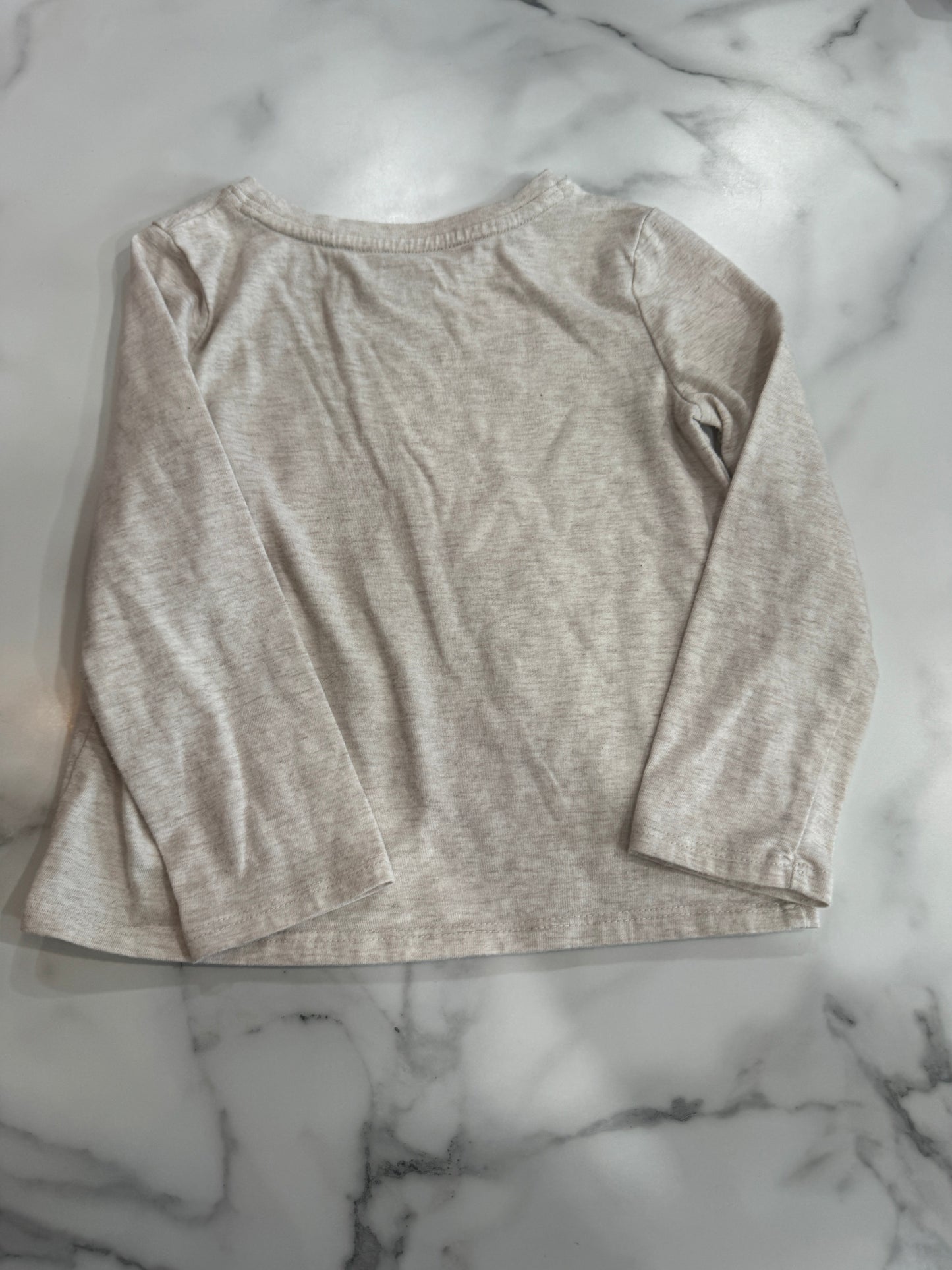 Beige Grey Butterfly Long Sleeve Softest Tee 4T