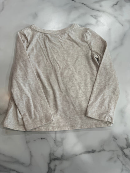 Beige Grey Butterfly Long Sleeve Softest Tee 4T