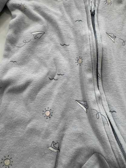 Light Blue - Grey Zip Up Sleeper 3 Months - Haven on Summer HillBaby Boy