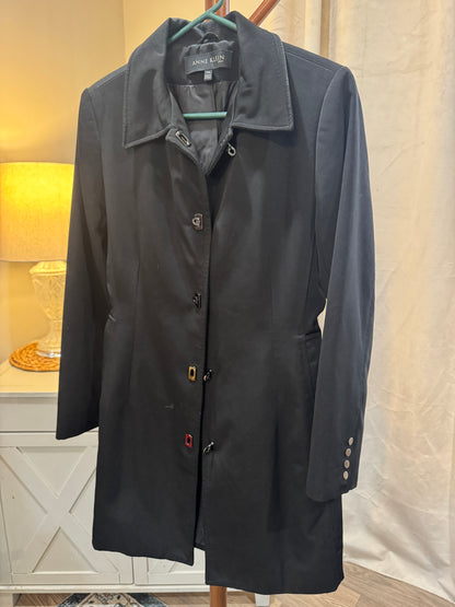 Anne Klein Long Length Black Coat Women's Small