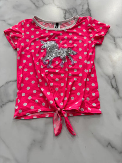 Bright Pink Sequin Unicorn Tie Front Shirt 4T - Haven on Summer HillDollar Bin
