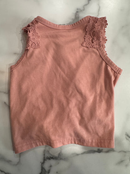 Dusty Pink Crochet Detail Tie Front Tank 2/3T