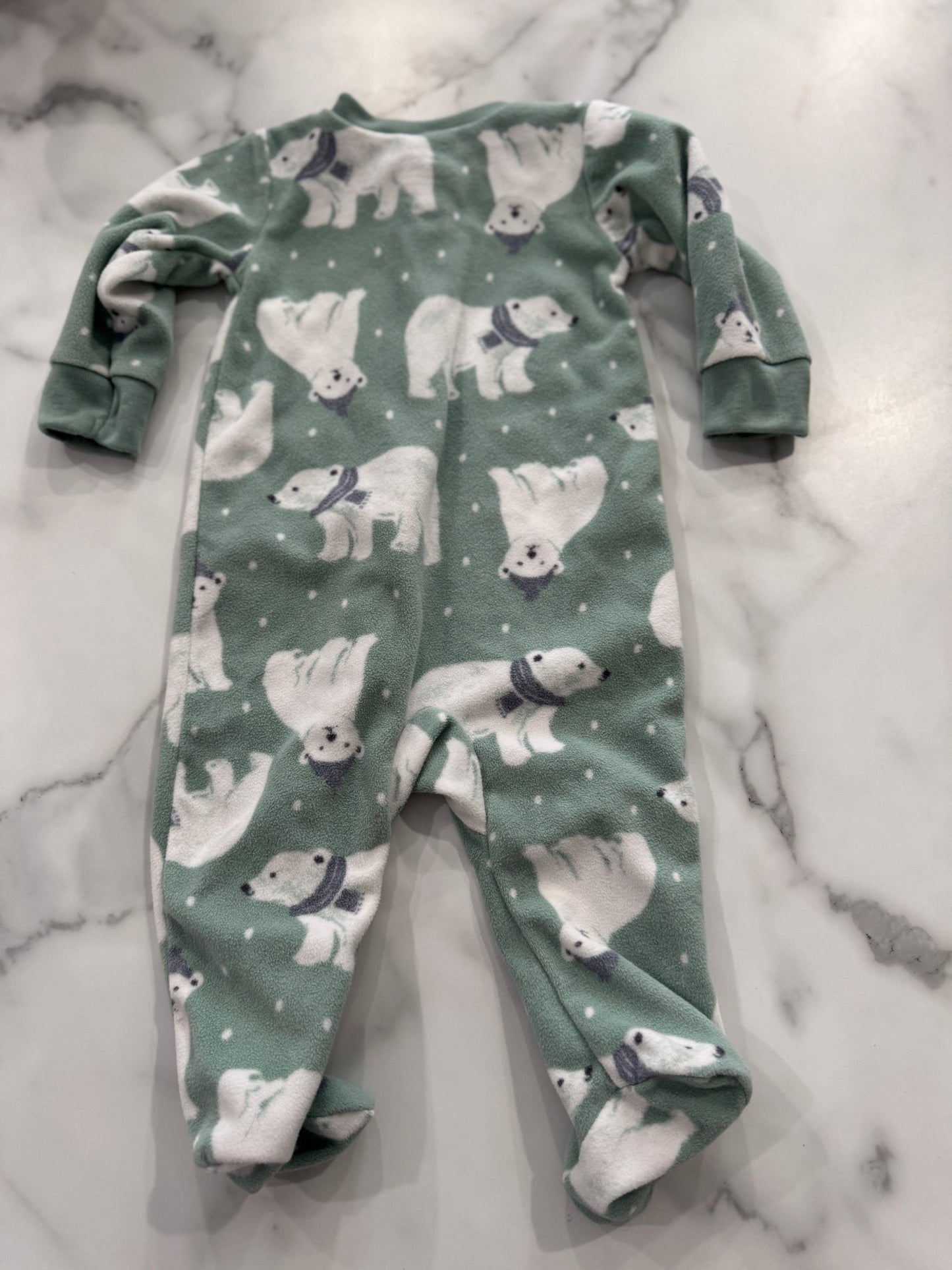 Green Polar Bear Fleece Sleeper 3 - 6 Months - Haven on Summer HillBaby Boy