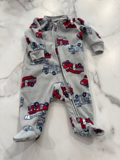 Firetruck Fleece Sleeper 3 Months - Haven on Summer HillBaby Boy