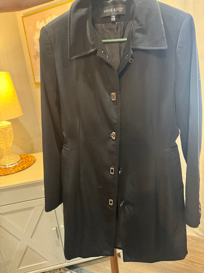 Anne Klein Long Length Black Coat Women's Small