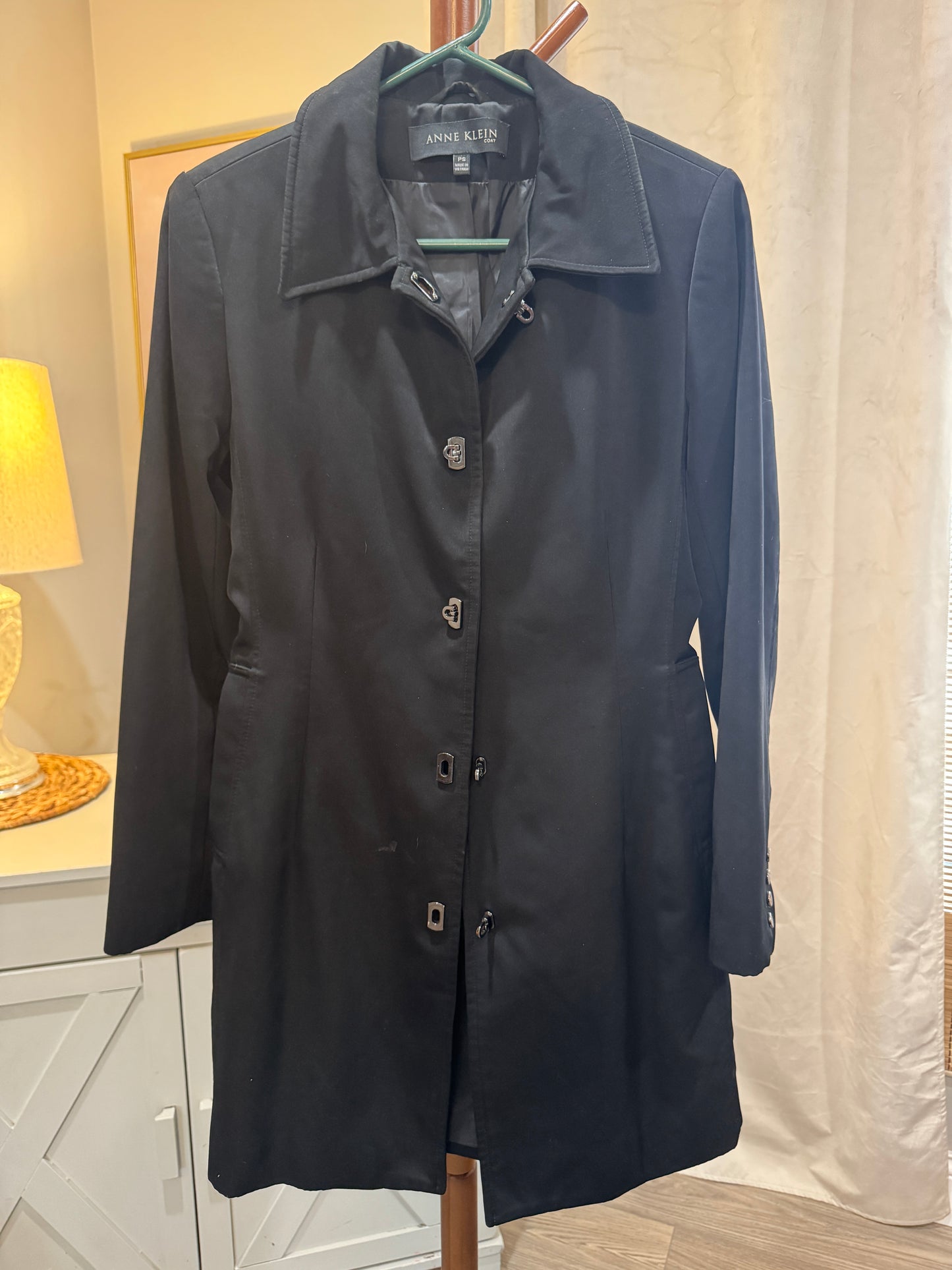 Anne Klein Long Length Black Coat Women's Small