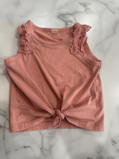 Dusty Pink Crochet Detail Tie Front Tank 2/3T