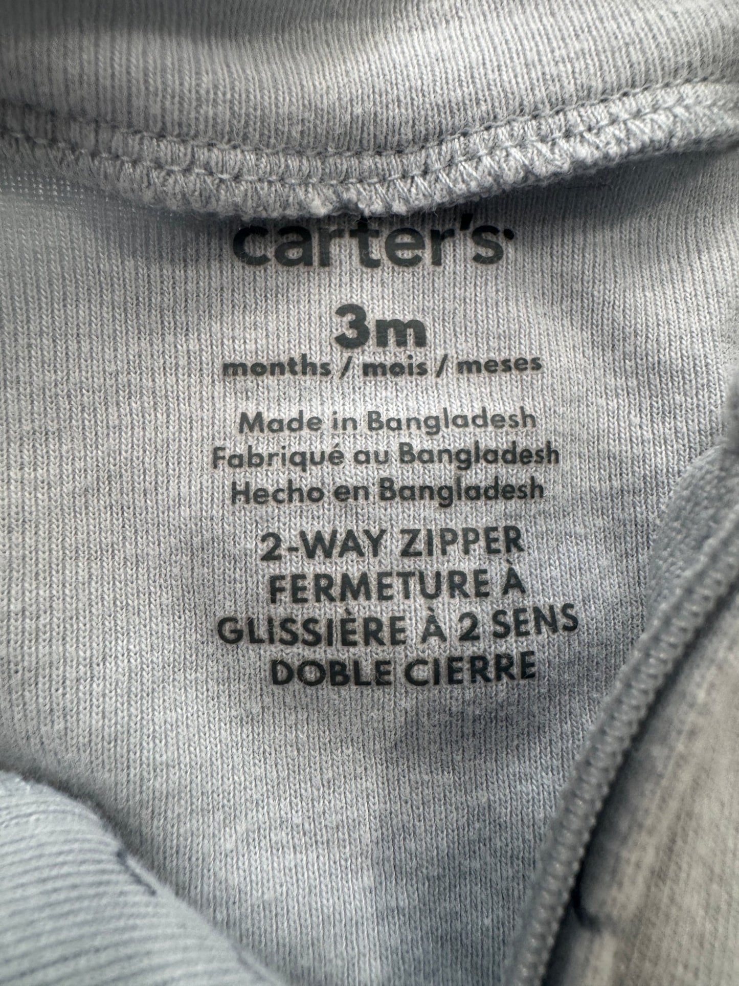 Light Blue - Grey Zip Up Sleeper 3 Months - Haven on Summer HillBaby Boy