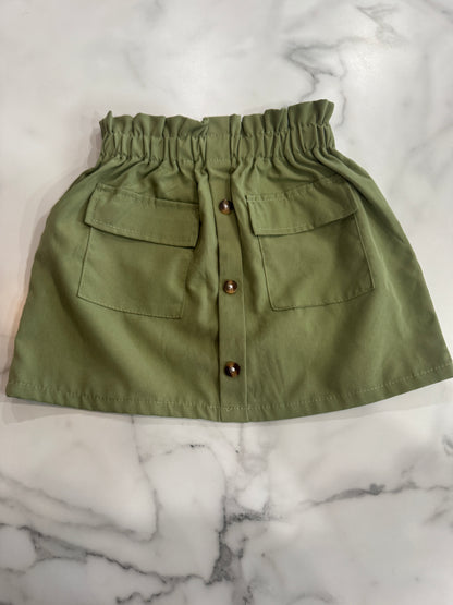 Olive Ruffle Hem Skirt 3/4T