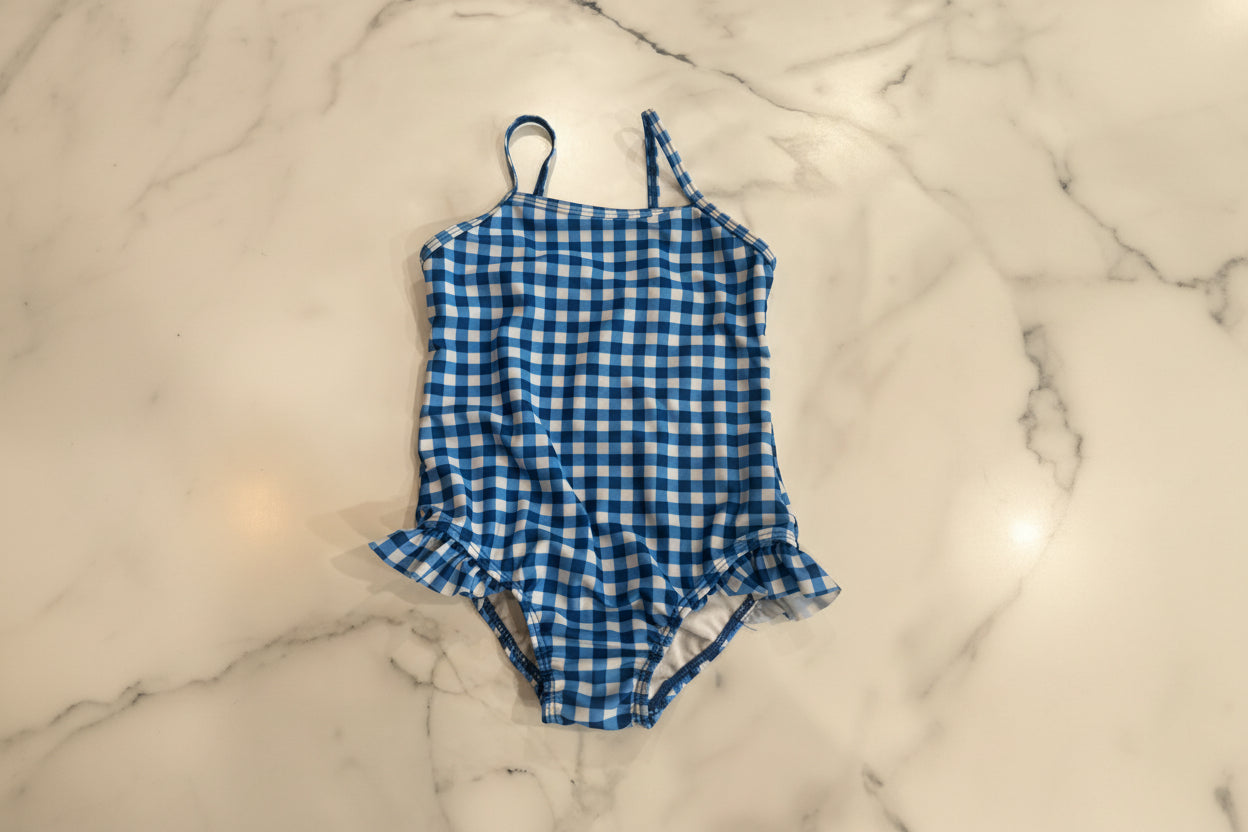 Blue Checkered One Piece 4T