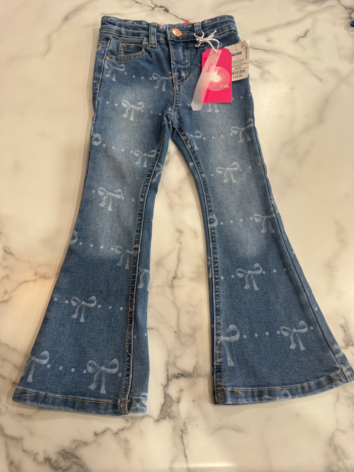 Fit and Flair Jeans with Ribbon Print 4T