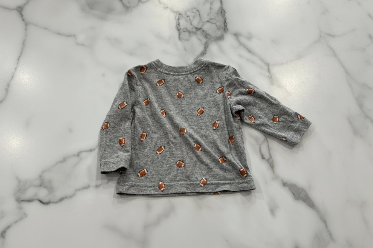 Grey Long Sleeve Football Tee 3 Months - Haven on Summer HillBaby Boy