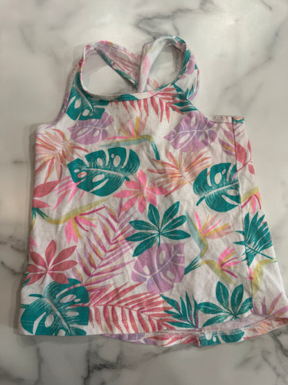 Tropical Print Cross Back Straps Tank 3T