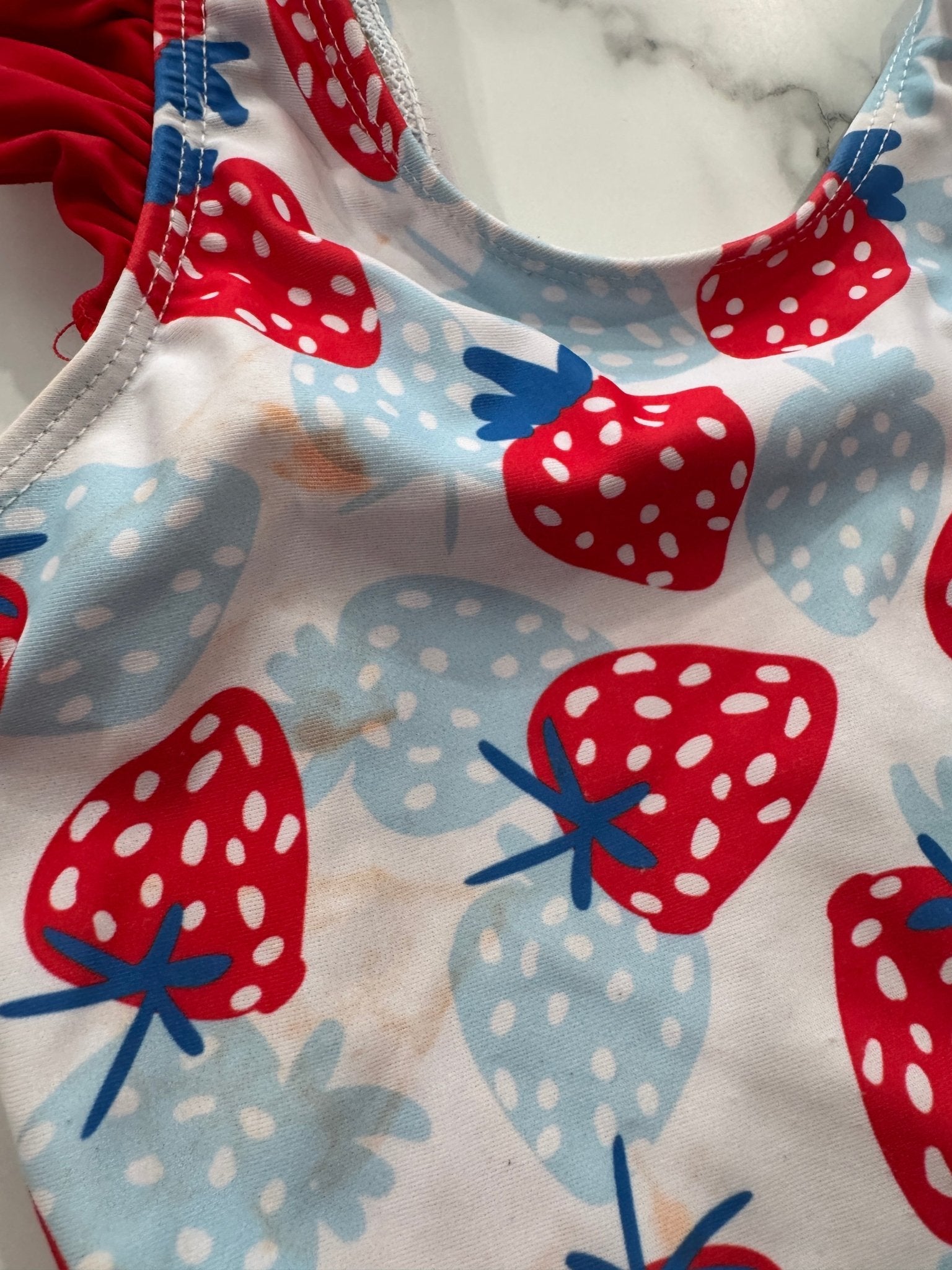 Strawberry Ruffles Swimsuit 5T - Haven on Summer HillDollar Bin