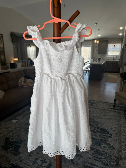 White Ruffle Sleeve Dress Fully Lined, Girls 5 - Haven on Summer HillGirl's Apparel