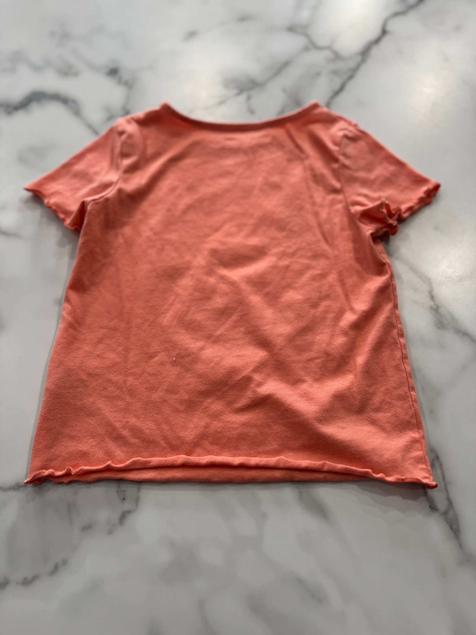 Coral Pink Short Sleeve Kitty Print 5T - Haven on Summer HillGirl's Apparel
