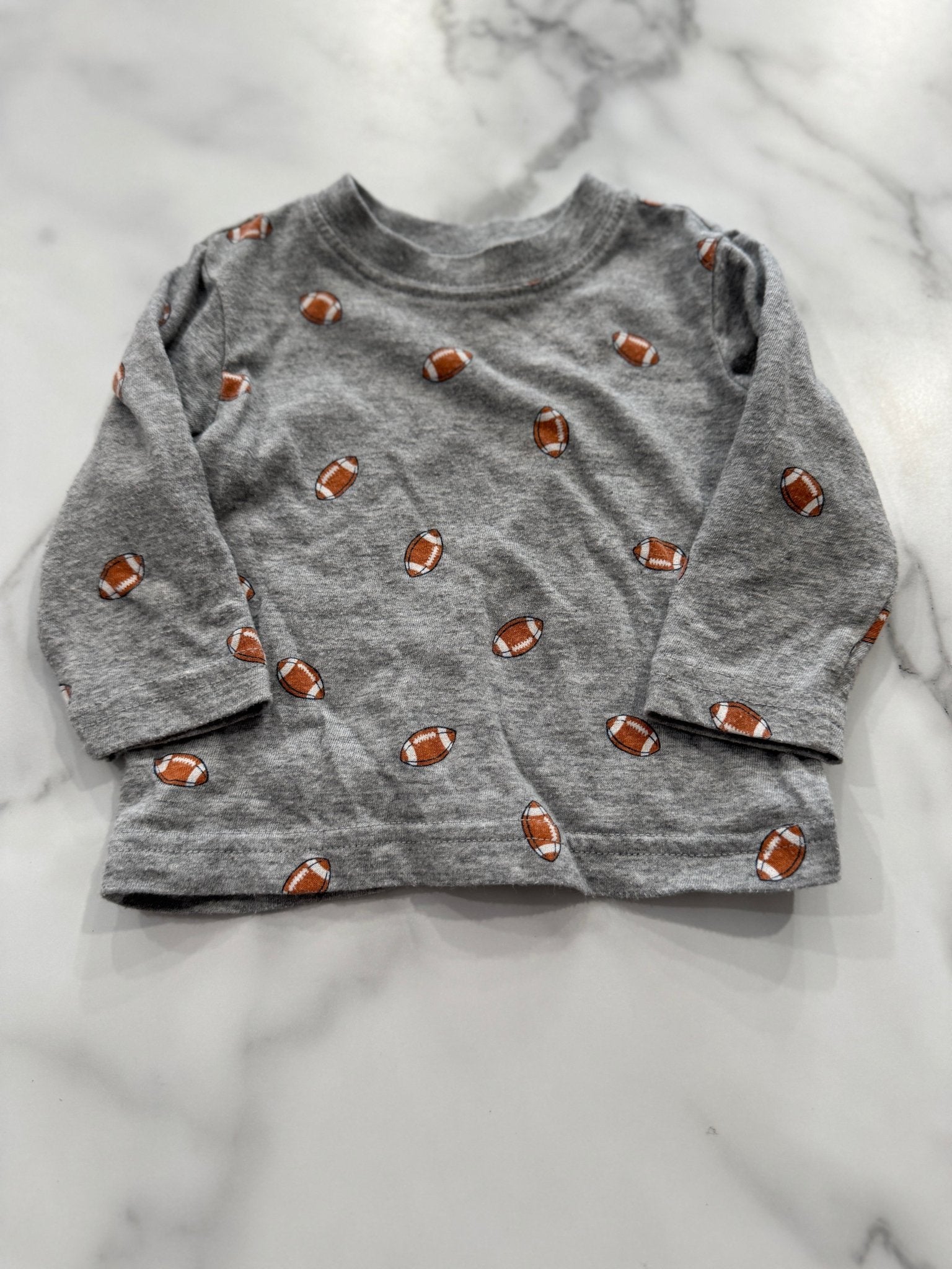 Grey Long Sleeve Football Tee 3 Months - Haven on Summer HillBaby Boy