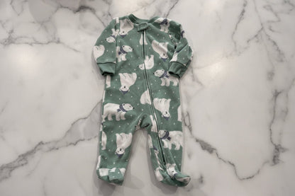 Green Polar Bear Fleece Sleeper 3 - 6 Months - Haven on Summer HillBaby Boy