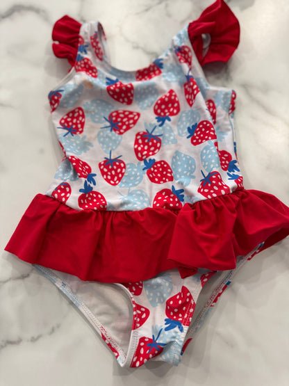 Strawberry Ruffles Swimsuit 5T - Haven on Summer HillDollar Bin