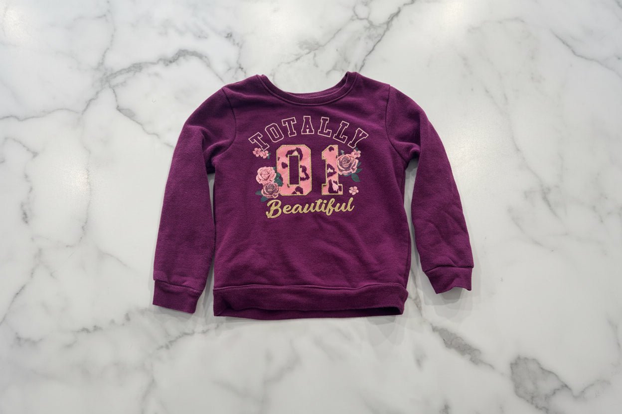 Burgundy Totally Beautiful Sweatshirt 5T - Haven on Summer HillGirl's Apparel