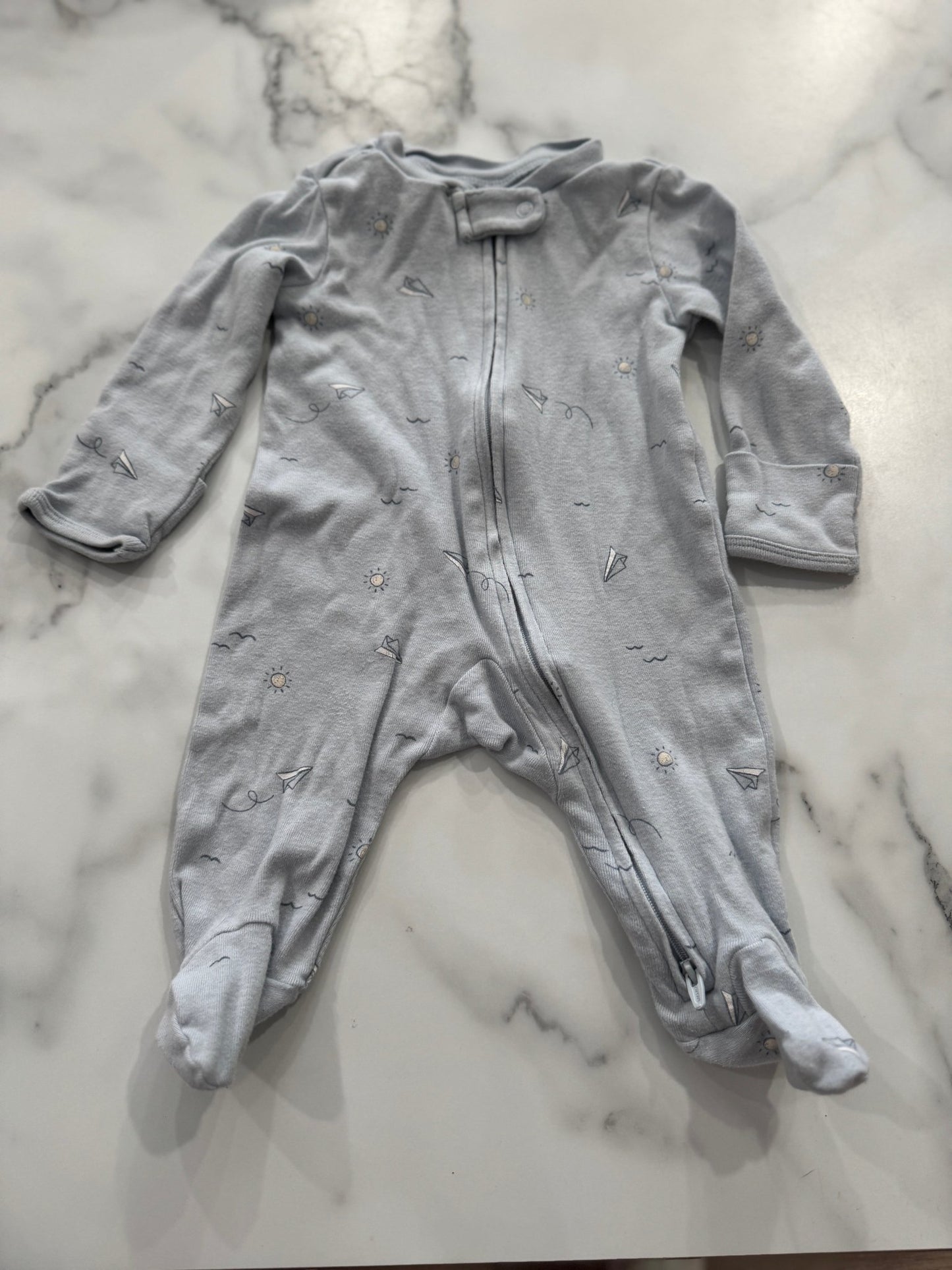 Light Blue - Grey Zip Up Sleeper 3 Months - Haven on Summer HillBaby Boy
