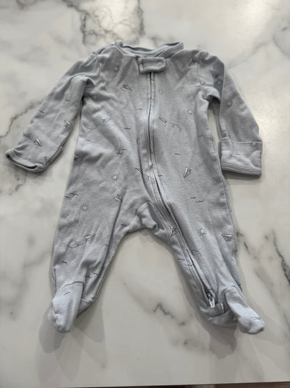 Light Blue - Grey Zip Up Sleeper 3 Months - Haven on Summer HillBaby Boy