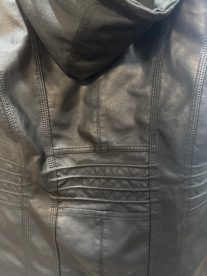 Black Hoodie Zip Up Moto Coat Women's Small