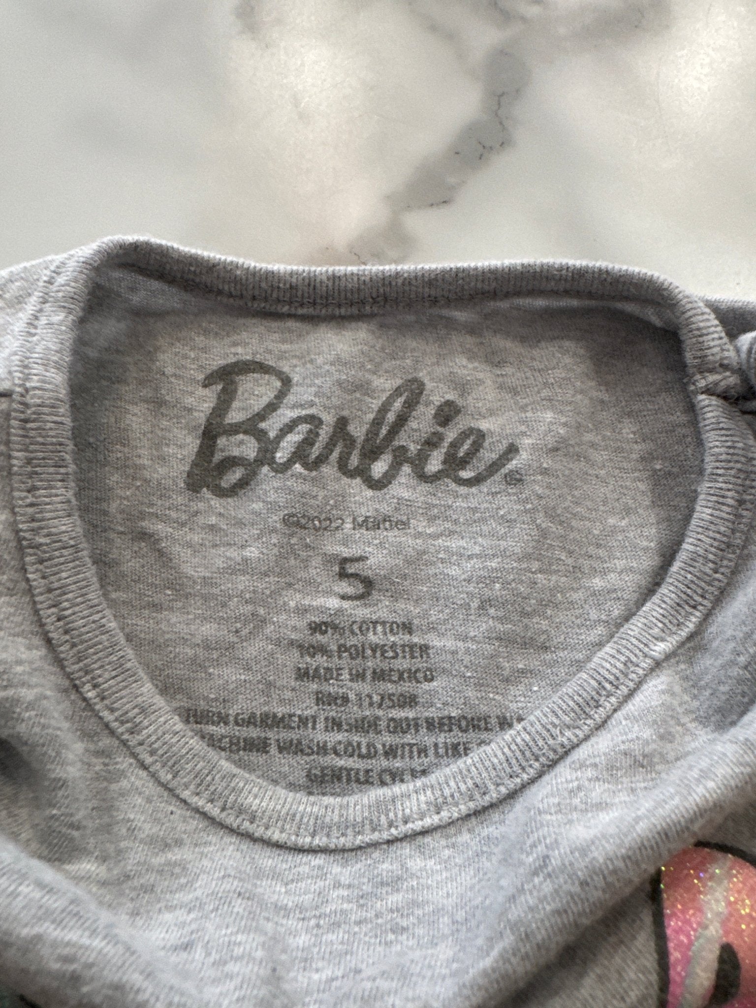 Girls Grey Barbie Tee, 5T - Haven on Summer HillGirl's Apparel