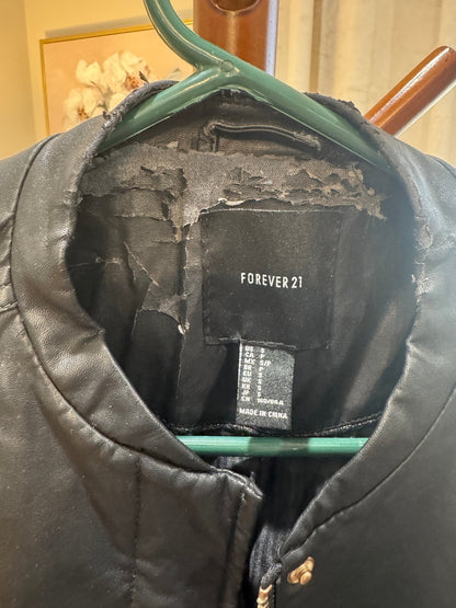 Faux Leather Bomber Jacket (Collar Damage), Women's Small - Haven on Summer HillWomen's Apparel