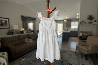 White Ruffle Sleeve Dress Fully Lined, Girls 5 - Haven on Summer HillGirl's Apparel