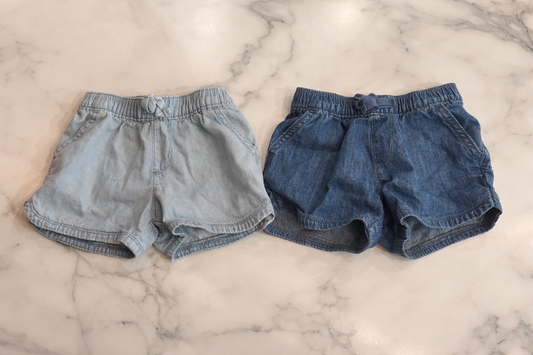 Set of 2 Denim Cozy Shorts with Front Tie 3T