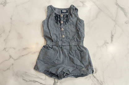 Levi Demin Stripe Romper with Back Pockets 4T