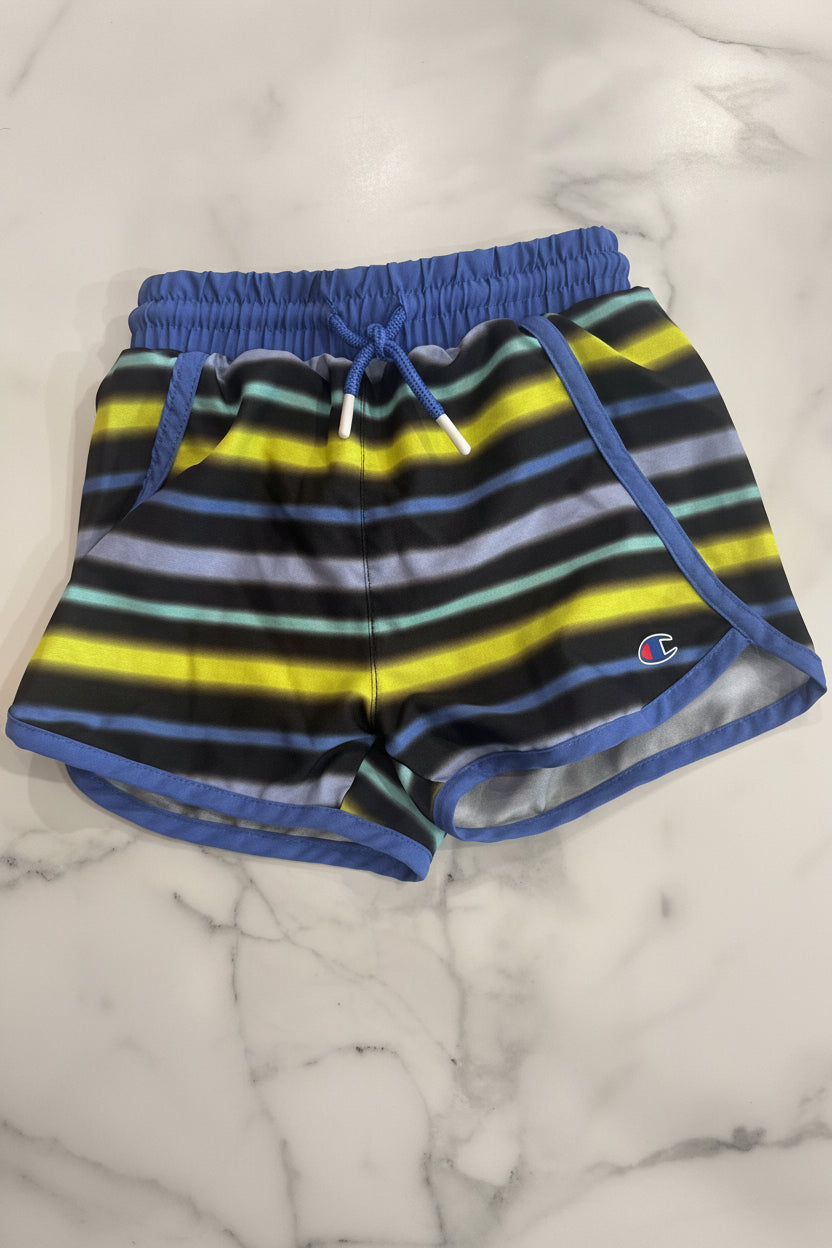 Champion Blue Striped Shorts 2-In-One with Attached Liner Briefs 4T