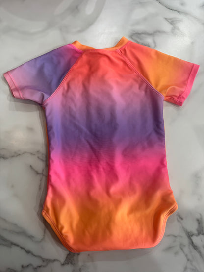 Orange and Pink Tie Dye Zip Neck One Piece Swimsuit 4/5T