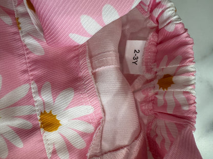 Pink Overalls with Sunflower Print and Adjustable Straps