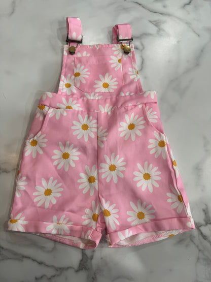 Pink Overalls with Sunflower Print and Adjustable Straps