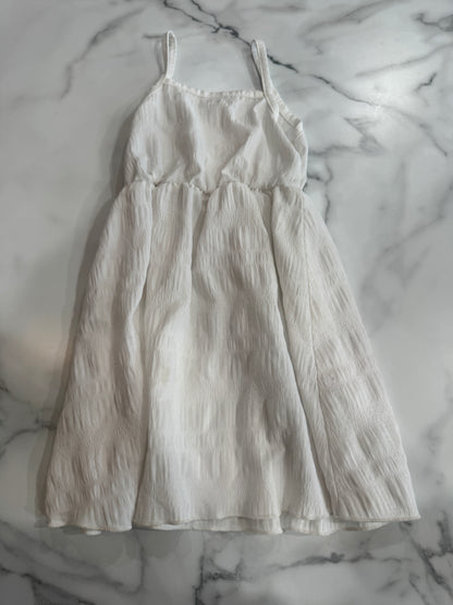 White Dress (unlined) with Brown Buttons 5T
