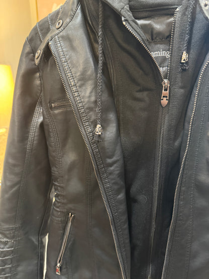 Black Hoodie Zip Up Moto Coat Women's Small