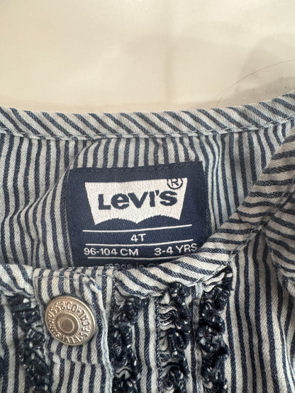 Levi Demin Stripe Romper with Back Pockets 4T