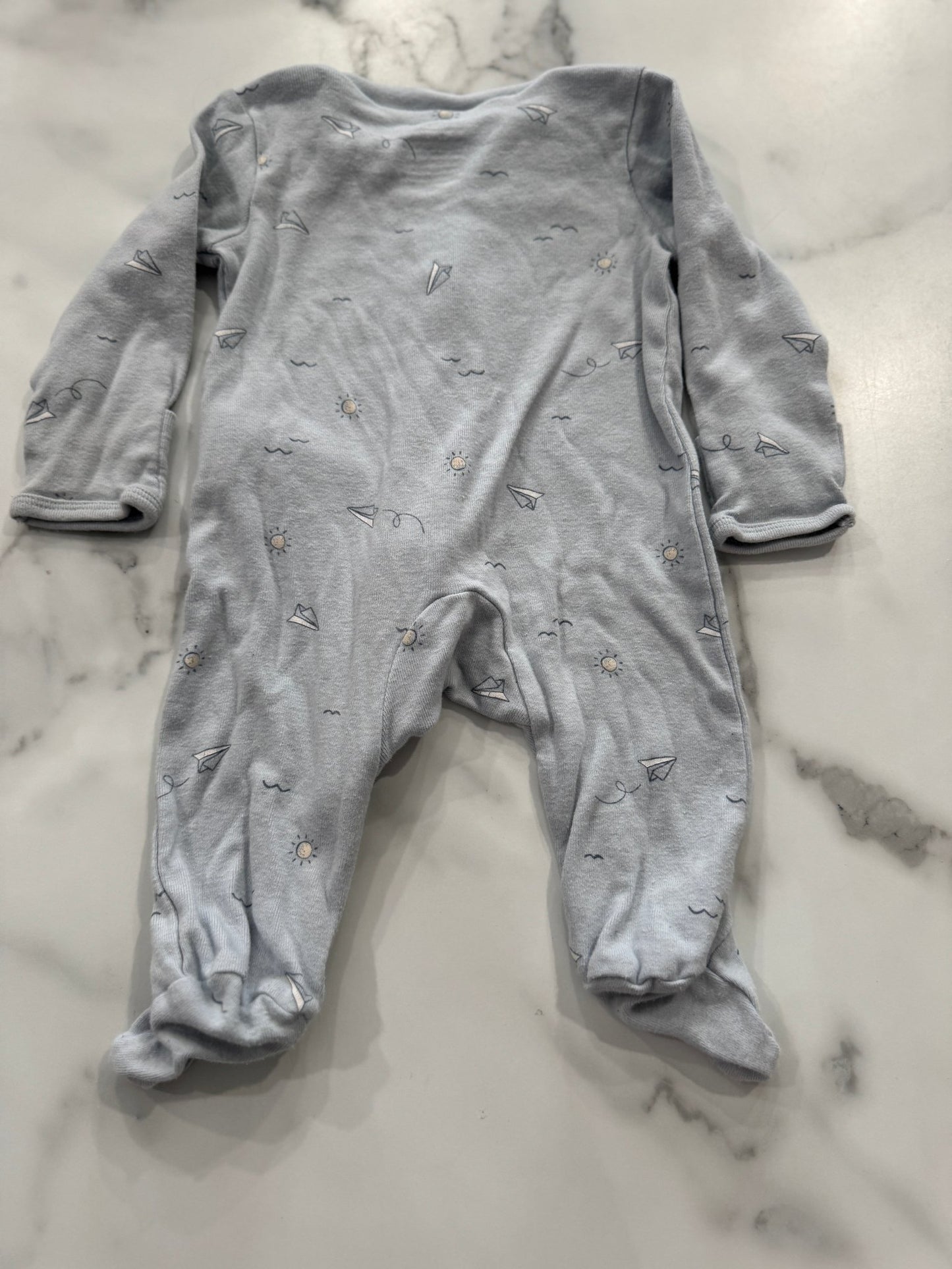 Light Blue - Grey Zip Up Sleeper 3 Months - Haven on Summer HillBaby Boy