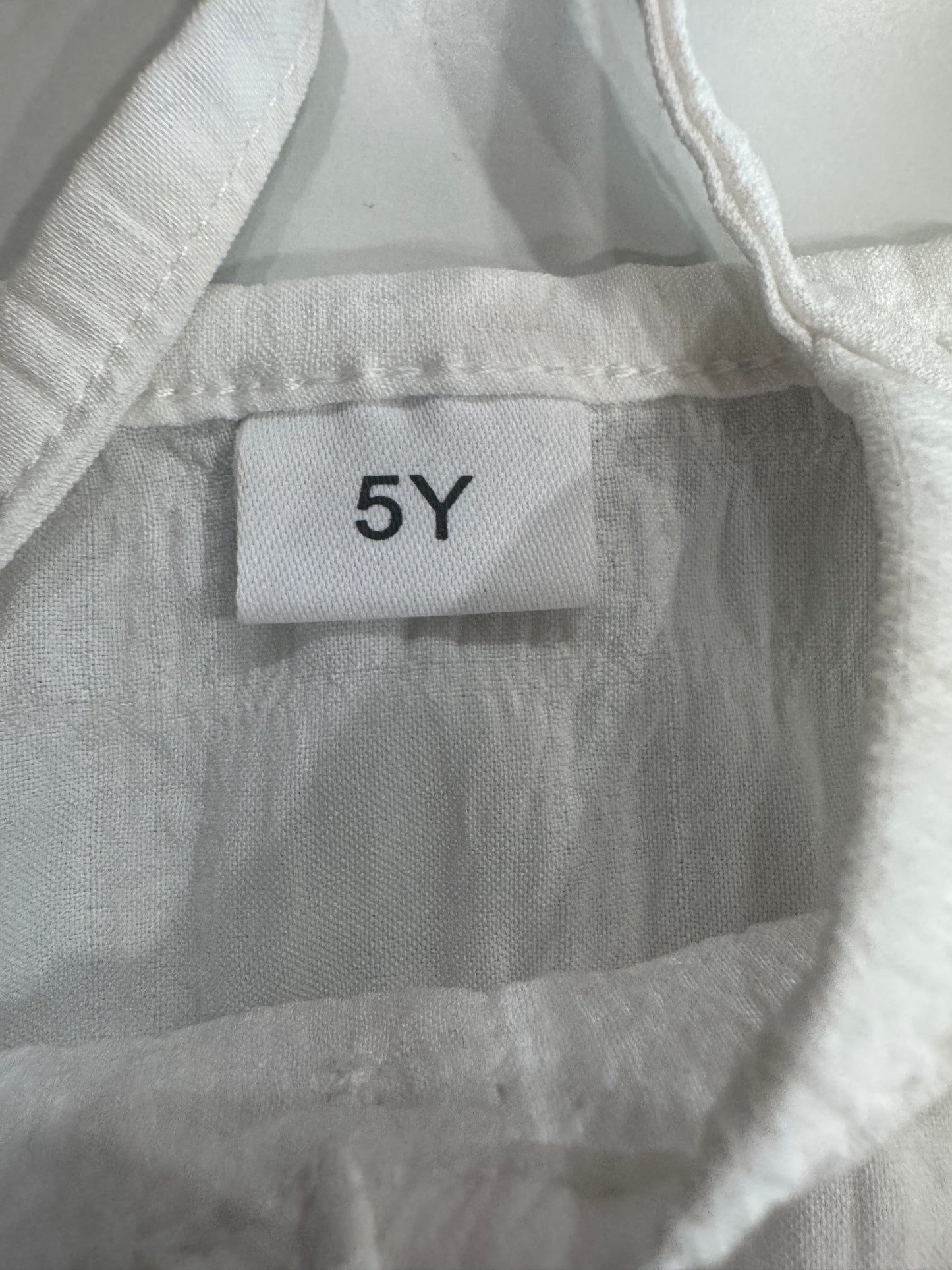 White Dress (unlined) with Brown Buttons 5T