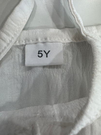 White Dress (unlined) with Brown Buttons 5T