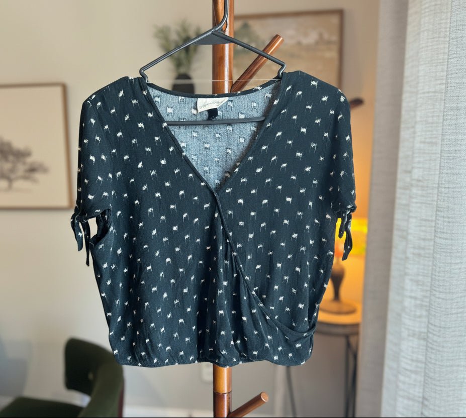 Romantic Tie Sleeve V - Neck Top, Women's S - Haven on Summer HillWomen's Apparel