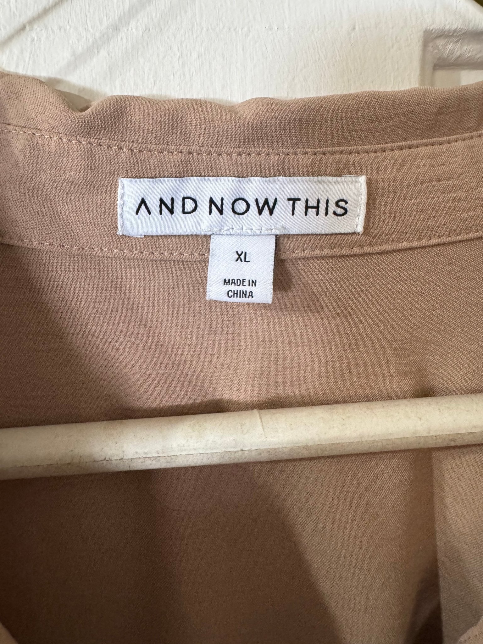 Soft Feel Camel Colored Fabric Button Up Tunic Blouse Women's XL - Haven on Summer HillWomen's Apparel