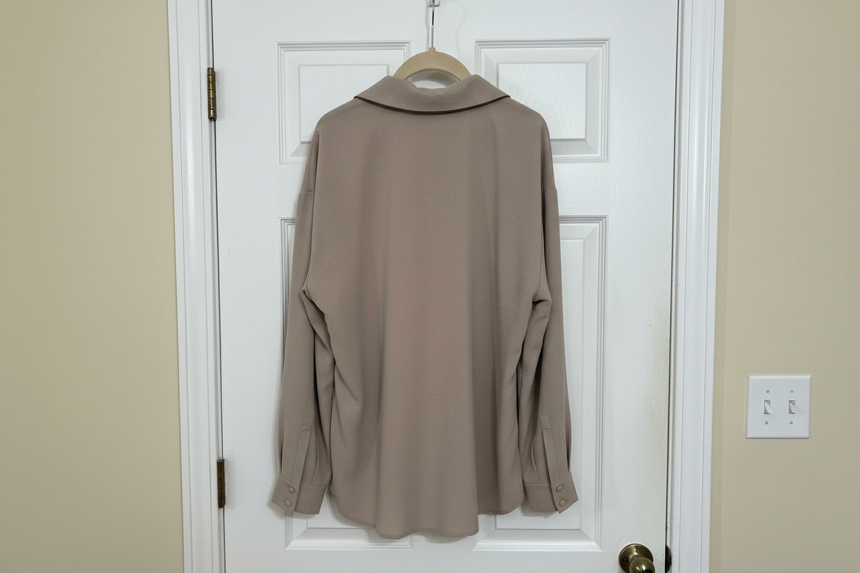 Soft Feel Camel Colored Fabric Button Up Tunic Blouse Women's XL - Haven on Summer HillWomen's Apparel