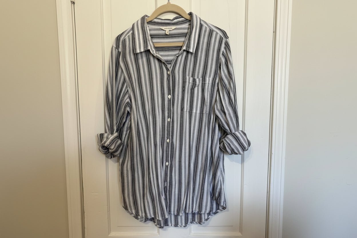 Lucky Brand Striped Collared Tunic Shirt Women's Large - Haven on Summer HillWomen's Apparel