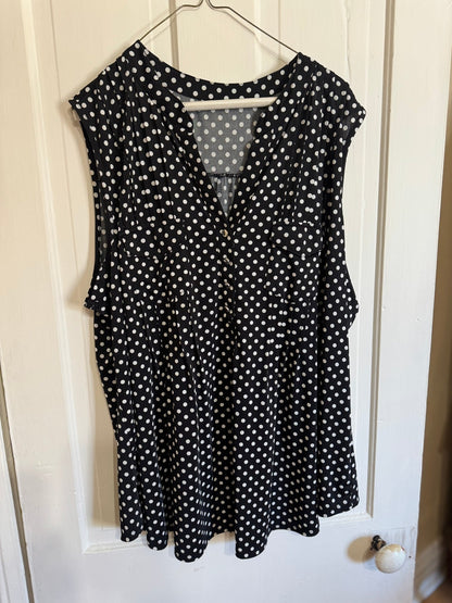 V - Neck Button Detail Polka Dot Sleeveless Blouse Women's XL - Haven on Summer HillWomen's Apparel