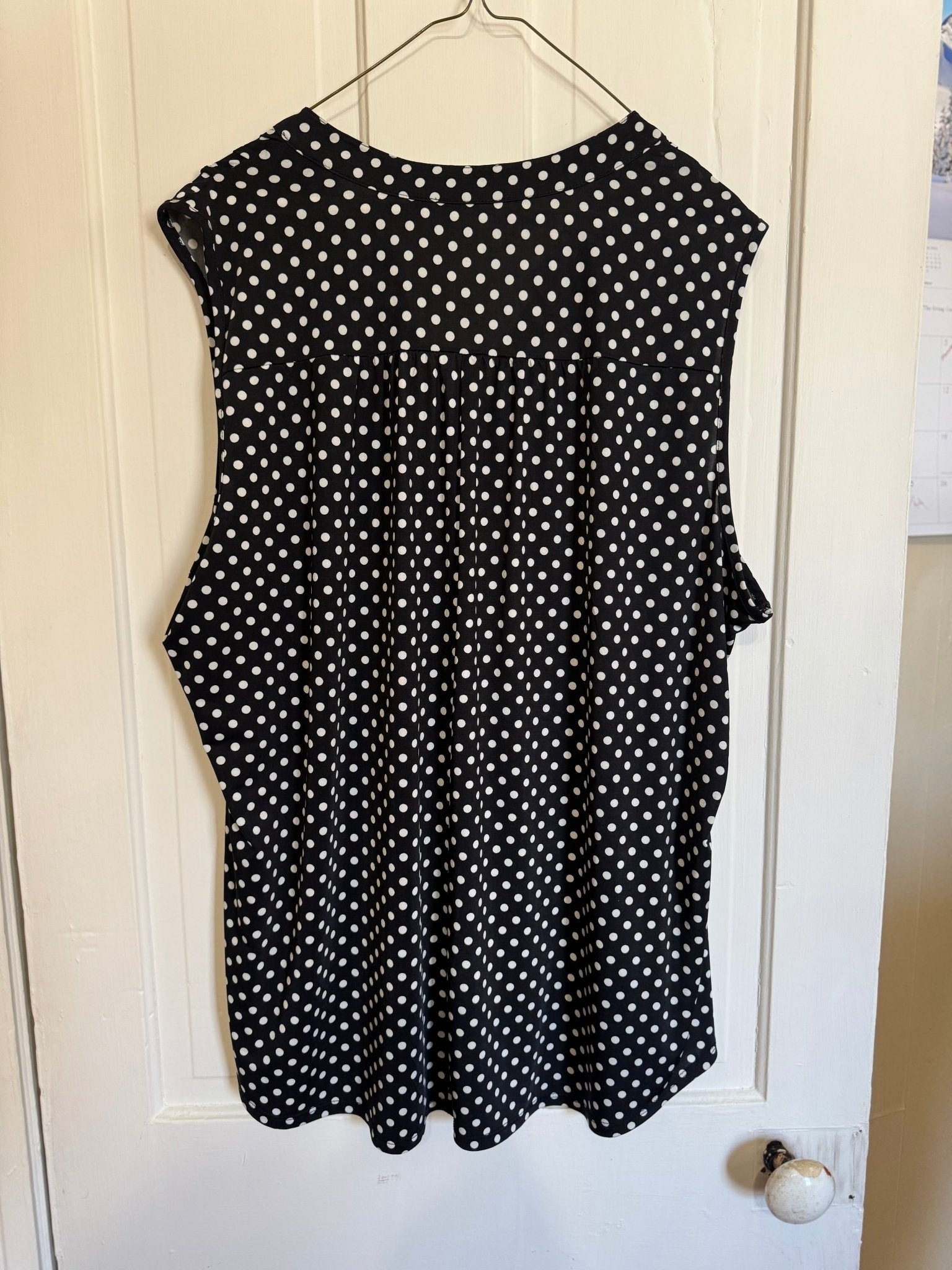 V - Neck Button Detail Polka Dot Sleeveless Blouse Women's XL - Haven on Summer HillWomen's Apparel