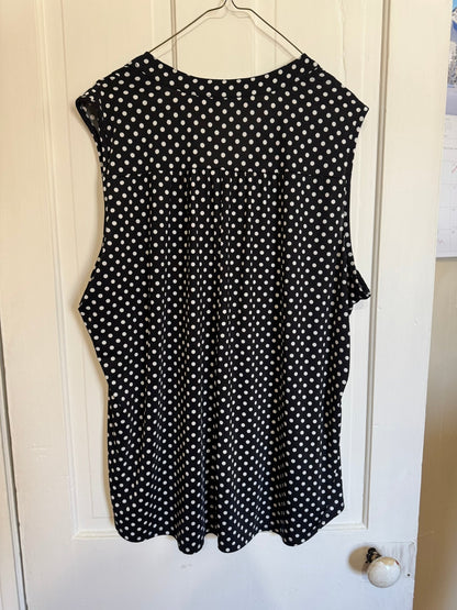 V - Neck Button Detail Polka Dot Sleeveless Blouse Women's XL - Haven on Summer HillWomen's Apparel